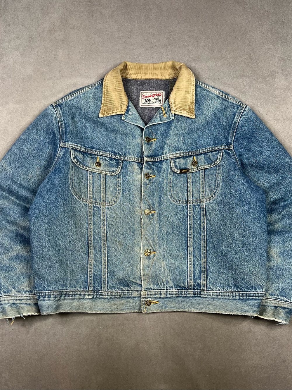 Lee Light Blue Denim Jacket with Tan Corduroy Collar